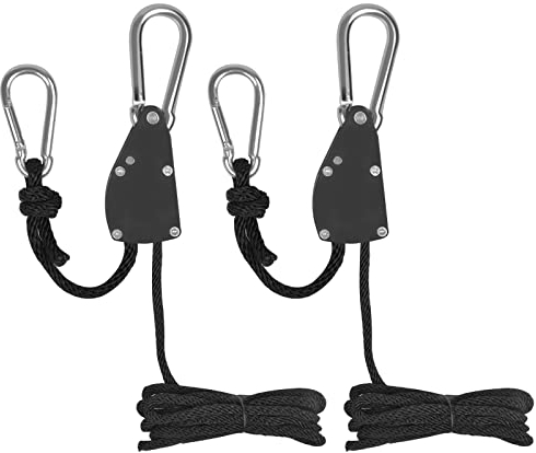 PTJJXA 2PCS Rope Seilratsche mit Haken, Seil Aufhänger mit Riemenscheibe, Ratsche Seil, Zelt Abspannseile 2,4m Lang, Zelt Führungsseil mit Einsteller, Camping Schnur Abspannseil, Heavy Duty Guy Ropes