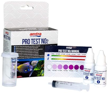 Amtra PRO Test NO2 - Test NO2 per Acquari, Controllo qualità Facile e Veloce dei Nitriti, per Acqua Dolce e salata, con Scala di Riferimento, Fino a 60 Test