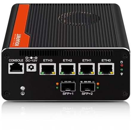 ROUAFWIT Mini PC 10Gbe Firewall 13th Gen U300E, 2 x 10 Gigabit SFP Micro Router Appliance Computer, 4 x i226V 2.5GbE Support Windows OPNsense, Barebone, NO RAM NO Storage NO System