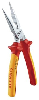 WITTE 31500_1000v Professional Grade Electrician Heavy Duty Angled Head Long Nose Pliers.