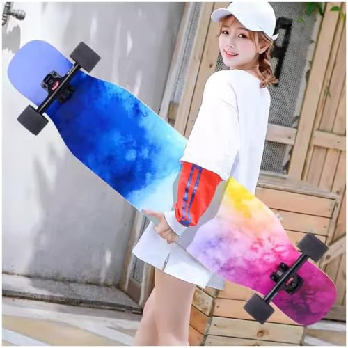 KITCISSL Longboard 42 Zoll Skateboard Anfänger, 8 Schicht Maple Anfänger Skateboard for Kreuzfahrten Freestyle, Complete Skateboard Longboards for Jungen Mädchen Erwachsene Kinder(Color:Style D)