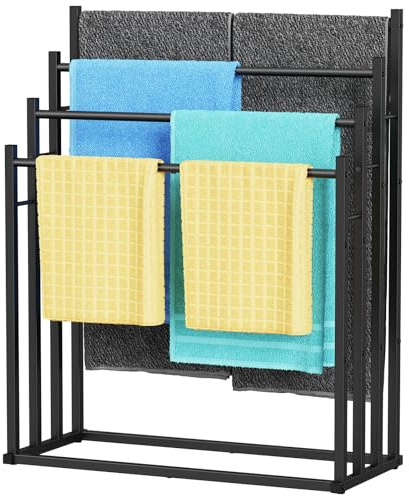 Honiter Towel Racks for Bathroom, 4 Tier Wide Towel Drying Rack Outdoor, Free Standing Towel Rack, Pool Towel Blanket Stand and Display Rack for Oversized Bath Towels