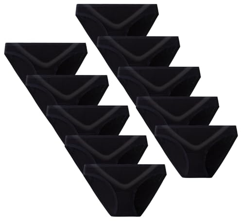 FOTOOL Unterhosen Damen Weich Frauen Unterwäsche Bequem Atmungsaktive Hipster Panties 10er Pack (10 Black, M)