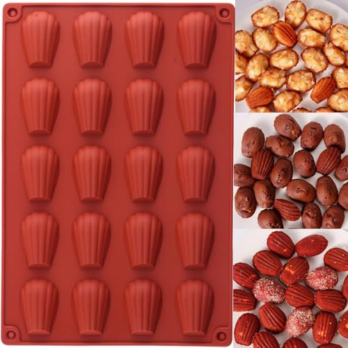 YIMINGMOLD 20 Cavity Madeleine Pans Molds Shell Silicone Chocolate Mold For Chocolate Cookie Candy