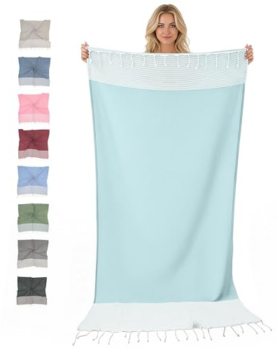 furora HOLIDAY Hamamtuch groß 100x200 cm (Baumwolle), Strand-Saunatuch Damen Herren Saunahandtuch: dünn, kompakt, lang - Strandtuch Hammam Sauna Tuch XXL, Handtuch: Strandhandtuch Urlaub Must Haves