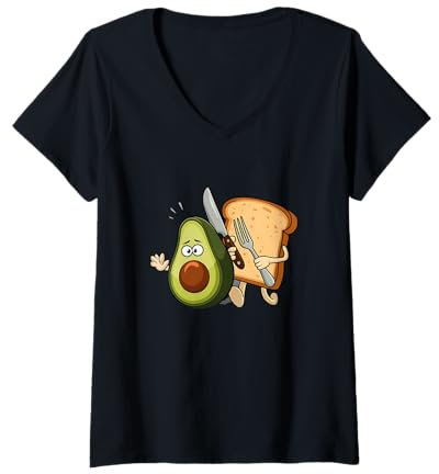 Femme Avocat Et Pain Avec Couteau Et Fourchette T-Shirt avec Col en V