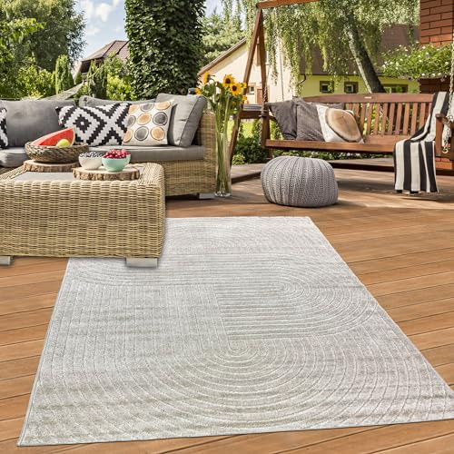 Teppich-Traum In- & Outdoor Teppich Boho-Muster Beige Robust 200x280 cm | Für Balkon, Terrasse, Garten & Eingangsbereich, pflegeleicht, wetterfest, UV-beständig, robust und langlebig