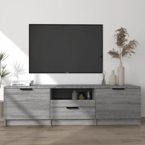 Gecheer Sonoma-grå TV-bänk 140 x 35 x 40 cm i konstruerat trä, modernt TV-skåp, TV-bord, TV-skåp, TV-skåp, TV-skåp, vardagsrumsskåp, P817112