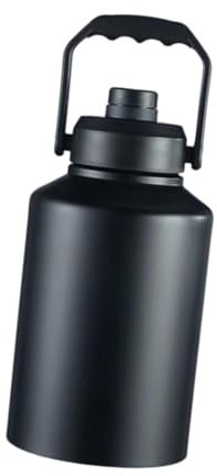 Perfeclan Isolierte Wasserflasche, Wasserkrug, Edelstahl-Trinkflasche, Sportflasche für Fitness, Camping, Radfahren, Outdoor-Workout, Schwarz 2l
