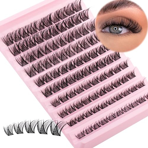 GEMERRY Faux Cils Individuel Bande Transparente Extension de Cils | Naturel Cluster Lashes 8-16mm Faux Cils Bouquet Volume Russe DIY à la Maison Cils Individuels(MHL13)