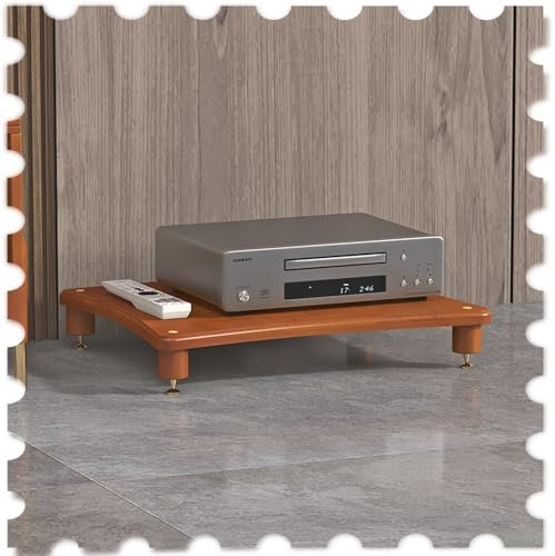 IMUNKT Massivem Holz AV-Regal, HiFi Rack Audioschrank 2/3/4 Etagen, Audio-Video-Medienständer, Stereo-Schrank Für Verstärker/Plattenspieler/Spielkonsolen/Platten(Teak,1Tier-10cm Tall)