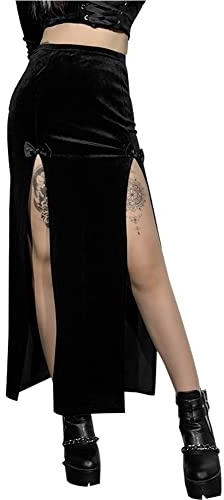 Glixoft Gonna Divisa in Velluto Abito Avvolgente Elastico Gonna a Vita Alta Punk Gotico Streetwear per Spettacoli Notturni in Discoteca