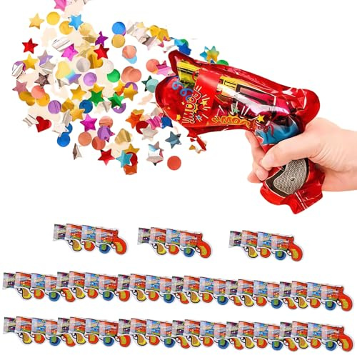 WANDGU Cañón Confeti de Fiesta: Juego de 60 pistolas para Confetis, Accesorios para Ambiente de Festival para Fiestas, Carnaval, Cumpleaños