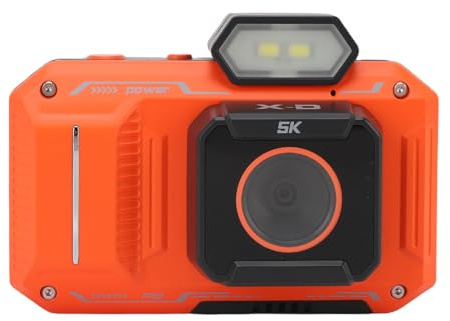 Fotocamera Digitale 5k per Fotografia, Fotocamere Digitali UHD da 70 MP con Torcia LED, Zoom 18x, Schermo da 2,88 Pollici, Sensore di Immagine CMOS, Mirino Ottico Intelligente (ORANGE)