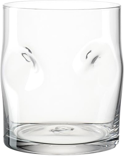 LEONARDO HOME VESUVIO Trinkglas klar • 1 Stück • 300 ml • Farbglas • Handgefertigt • Wasserglas • Softdrinkbecher • Spülmaschinengeeignet • Einzigartige Einkerbungen für optimalen Komfort • 077381