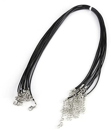 Haosie 10PCS Black Necklace Cord, 1.5 mm Diameter 18 in/46 cm Long | Necklace String, Adjustable Waxed Cord with Buckle for DIY Jewellery Making