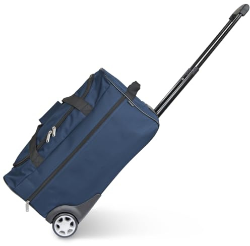 KINSTON Reisetasche, Trolley, 40,8 l – Tasche mit Rollen & Teleskopstange, geräumiges Hauptfach und Seitentasche mit Reißverschluss – Handgepäck, ideal für Reisen und Wochenende – Blau
