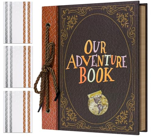 Remowith Scrapbook Set, 23 x 18 cm DIY Fotoalbum Zubehör, Hardcover Kraftpapier mit 20 Blättern, 40 Khakifarbenen Seiten, Kreatives Bastelgeschenk mit Zubehör für Jahrestag, Hochzeit, Geburtstag