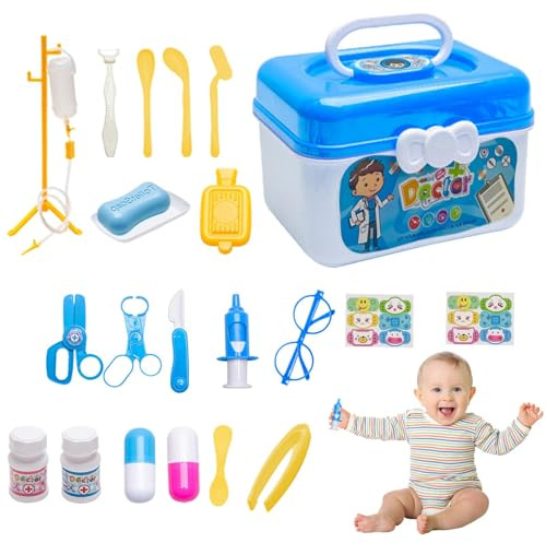 Rrlihjgu Arzttasche für Kinder – 23-teiliges Arzt-Spielset für Kinder mit Stethoskop, Weihnachtsdoktor-Spielzeug-Set für Kinder, Simulationsspielset für Kinder