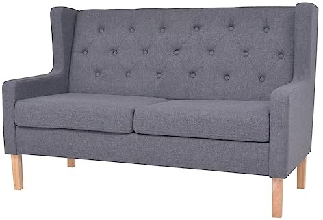 Hommdiy Sofa 2-Sitzer Stoff Grau Polstersofa Loungesofa Sitzmöbel