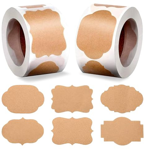 600 PCS Etiquetas de Pegatinas Kraft, Pegatinas de Oficina y Cocina, Utilizadas para la Conservación de Alimentos, Carpetas, Botellas, Envases de Regalos 5 x 3mm - Marrón