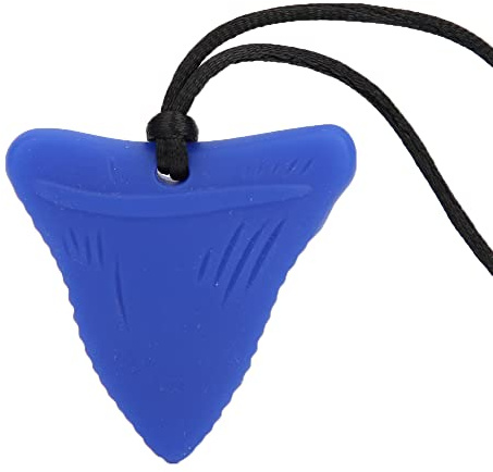 Akozon Collar de Dentición de Silicona Bebés - Colgante Masticable Seguro para Niños Pequeños y Niños Autistas - Juguete Suave en 5 Colores (BLUE)