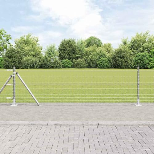 QJBSAVVA Grille de jardin - 1000 x 3,2 x 40 cm - En acier revêtu par pulvérisation - Couleur argentée - Clôture de jardin solide - Convient également comme clôture pour chien ou clôture en grillage