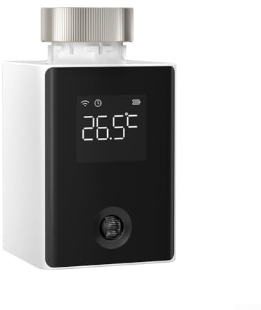 Radiator Thermostat for Smart Heating System, Works with, App Remote Control and Voice Activation, Black ABS Non-programmable Thermostatic Radiator Valve