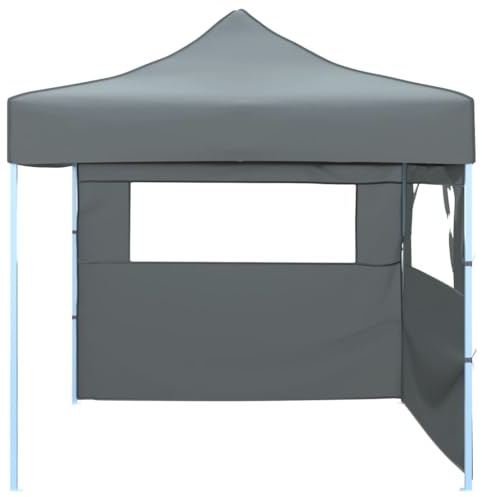 Generico Tendone per Feste Pieghevole Pop-Up con 2 Pareti 3x3m Antracite,Baldacchini e Gazebo