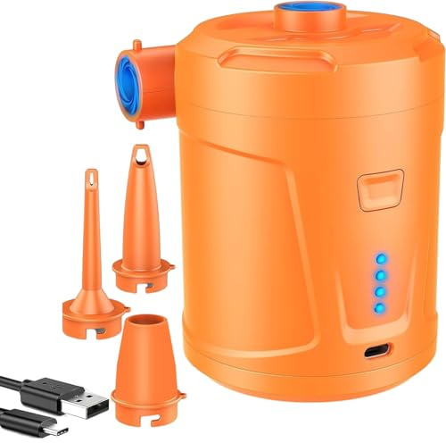 SHYYOULQE 2 Dual-Modus Wiederaufladbare Inflator mit Druckerkennung, LED-Display & Düse für Reifen, Yoga-Bälle, Pool-Schwimmer, Camping-Luftpumpen, Outdoor, Multifunktions-Inflator