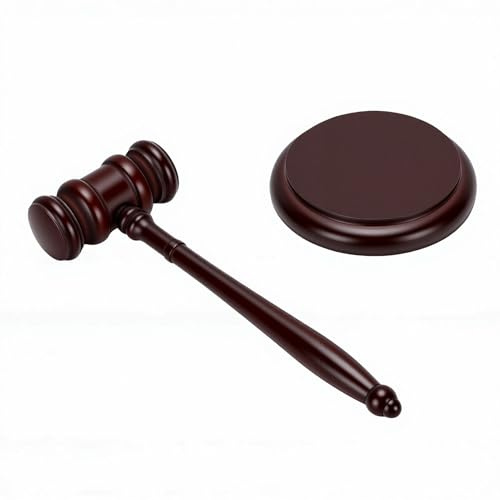 Topiky Mazo de Madera para Juez, Martillo Profesional para Sala de Audiencias, Mazo de Madera para Subastas, Reuniones, Juicios Penales Civiles con Bloque de Sonido (Martillo con base)