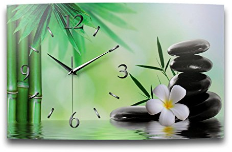 Kreative Feder Designer-Wanduhr Relax Blüte Funkuhr in modernem Design Made in Germany leise kein Ticken (Relax, leises Funkuhrwerk)