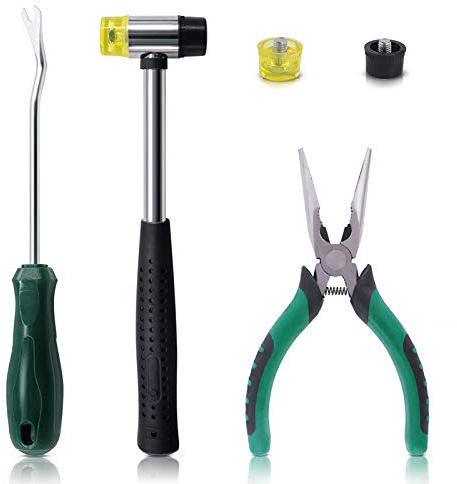 Keadic 5-teiliges Polster-Werkzeug-Set, doppelseitiger Polsterhammer mit 2 Ersatz-Gummiköpfen, Heftklammerheber und Entfernungszange, für Möbelreparatur und Schmuckhandwerk, Dekoration, Projekt