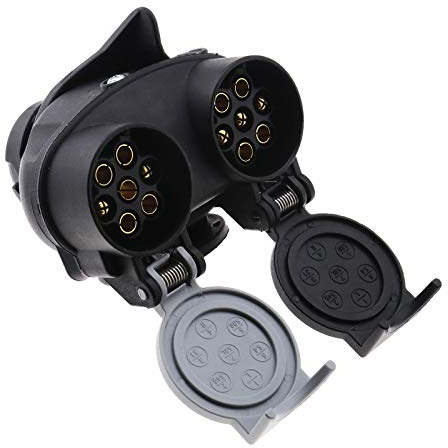 Create idea 13 auf 7 Pin Anhänger Stecker 12N 12S Twin Adapter Konverter Euro Buchse Auto Anhänger LKW Anhängerkupplung 12V Wasserdicht Schwarz