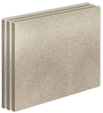 Vermiculite Platte Schamott-Ersatz für Kamin-Ofen Feuerraum Auskleidung SF600 800x600mm 30mm Stärke Temperaturbeständig bis 1100 °C mind. 600kg/m³ Rohdichte (x3)