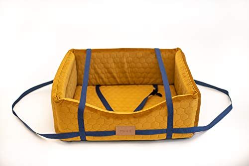 MOOI Hundebett Hundesofa Waschbar Hundekörbchen Exklusiv Katzenbett Haustierbett Hundekissen für kleine mittlere große Hunde I Gold I S, 50 x 53 x 18 cm