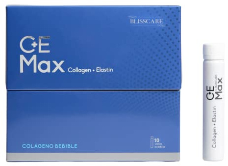 C+E MAX Collagen Elastin | Colágeno Bebible | Complemento Alimenticio, Antiedad a base de Colágeno Peptan, Elastina, Ácido Hialurónico, Vitaminas y Antioxidantes | (10 viales de 30ml)