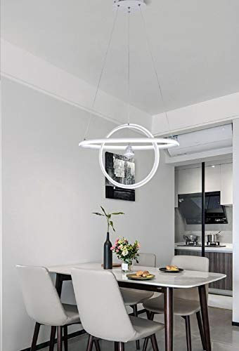 Millelucciole Lampadario sospeso led a cerchi 70w bianco design moderno lampada da soffitto pendente circolare luce fredda naturale calda (Luce Bianca fredda)