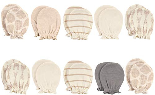 Hudson Baby Unisex Baby Cotton Scratch Mittens, Modern Giraffe, 0-6 Months