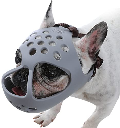BARKLESS Maulkorb für Kurze Schnauze, weicher Frenchie-Maulkorb zum Beißen, Kauen, Lecken für Französische Bulldoggen, Boston Terrier, ideal für Flache und Aggressive Hunde, Fellpflege,