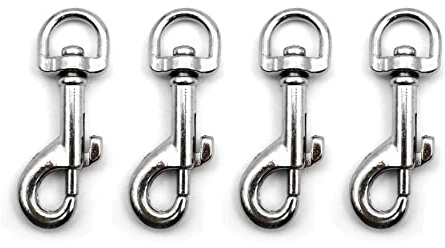 Design61 4er Set Karabinerhaken Karabiner 360 Grad Drehgelenk aus Druckguss Vernickelt (75mm)