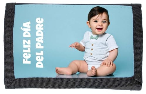 Ocadeau Schwarze Textil-Geldbörse mit eigenem Foto personalisierbar - Mit Fotodruck gestaltbarer Geldbeutel mit Klettverschluss - Weiches Stoff-Portemonnaie zum Selbstgestalten