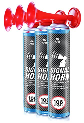 3x AABCOOLING Signal Horn, 106 dB(A), bis zu 320 kurze Pieptöne mit nicht brennbarem Gas, Druckluftfanfare, Tröte, Fanfare Druckluft, Nebelhorn, Drucklufthorn, Gashupe, Lufthorn, Gaströte, Yacht