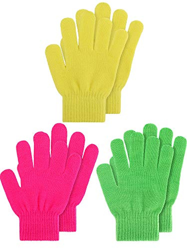 Geyoga 3 Paar Winter Kinder Handschuhe, L, Hell