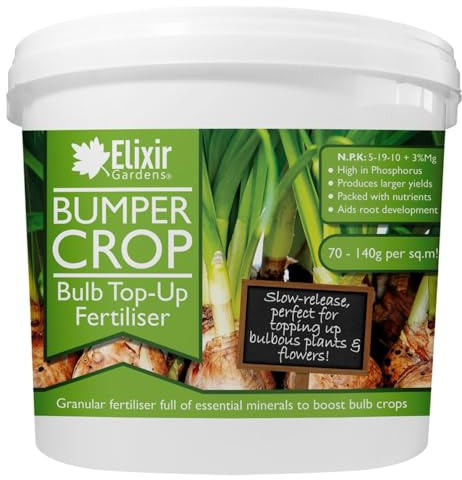 Elixir Gardens Bumper Crop Bulb Top Up/Maintenance Fertiliser & Bulbous Plant/Crop Feed | N.P.K: 5-19-10+3Mg | Slow-Release Potting Mix & Top Dressing | 20kg Tub