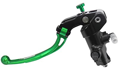 Pompa Frizione Forgiata 19X20 Con Corpo Pompa Anodizzato Nero, Leva Snodata Lunga Verde (Pomello+Leva) per Kawasaki Ninja ZX6R dal 2003 al 2004, CC 636