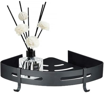 Vebetter Duschablage Ecke, Dusch-Organizer Eckregal für Badezimmerwanne, Edelstahl Dusche Caddy Eckablage, Badezimmer Regal Selbst Klebend, Schwarz Badregal Ohne Bohren Küche Bad Duschkorb zum Hängen.