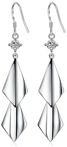 Miancheng 925 Sterling Silber Sehr lange Paillette Anhänger Hängende Ohrringe für Damen,Frauen,Mädchen(60MM)