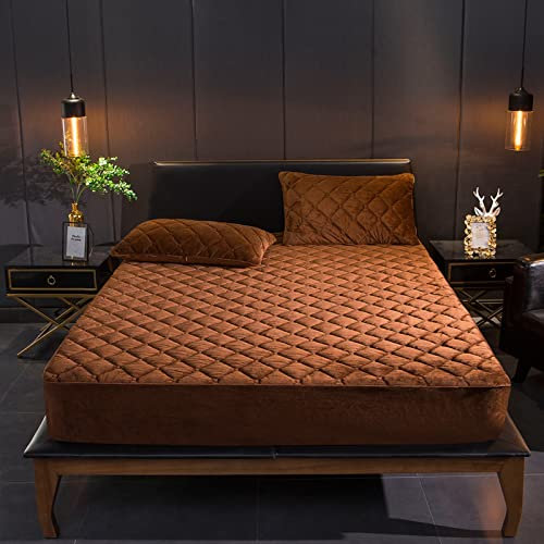 HAIBA Flanell bettlaken Cashmere Touch spannbettlaken Kaffee 160x200cm+30cm Winter Spannbetttuch Cashmere Touch Flanell Bettlaken für Boxspringbett Topper Matratze bis 30cm