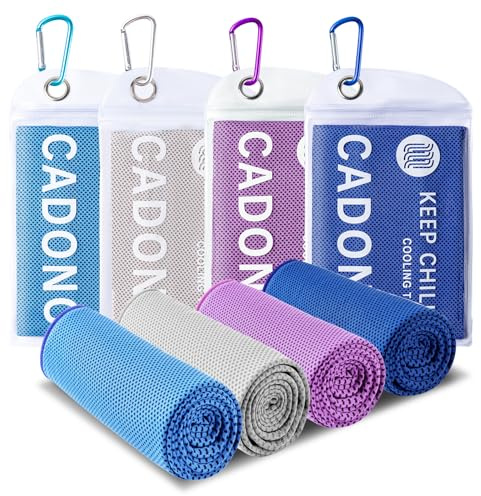 Paquete de 4 toallas de refrigeración (40 x 12 pulgadas), toalla fría suave y transpirable, toalla de hielo, toalla de microfibra para yoga, deportes, correr, entrenamiento, gimnasio, camping,